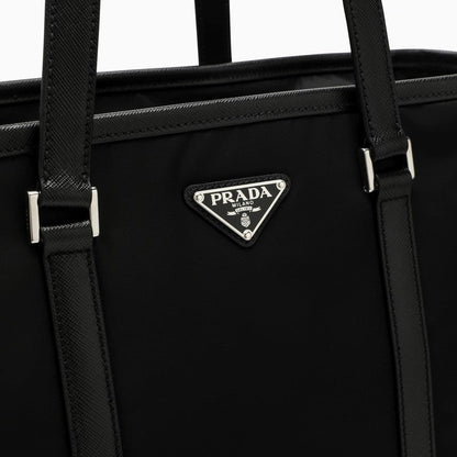 Prada Black Re-Nylon And Leather Tote Bag Men