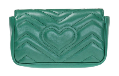 (WMNS) Gucci Leather GG Marmont Logo Quilting Chain Single-Shoulder Bag Super Mini Green 476433-DSVRT-3120