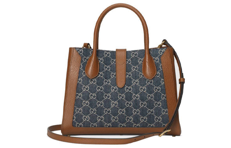 (WMNS) Gucci Jackie 1961 Series GG Flower-Print Handbag Blue/Brown 649016-2KQGG-8375