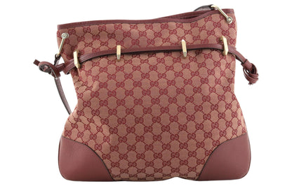 (WMNS) Gucci Horsebit 1955 Retro Gold buckle Logo Canvas Drawstring Shoulder Messenger Bag Deep Red Classic 602089-9Y9NG-9865