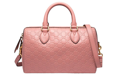 (WMNS) Gucci Logo Embossing Leather Boston handbag Pink Classic 453573-DMT1G-5812