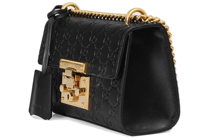 (WMNS) Gucci Padlock Signature Bag 'Black Gold' 409487-CWC1G-1000