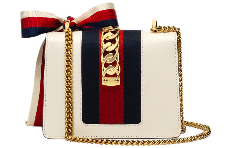 (WMNS) Gucci Sylvie Series Leather Single-Shoulder Bag MIni-Size White 431666-CVLEG-8605