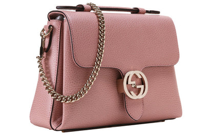 (WMNS) Gucci Silver Label Double G Leather Messenger Bag Chain Pink Candy Handbag 510302-CAO0G-5806