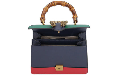 (WMNS) Gucci Dionysus Tiger Head Bamboo Stripe Leather Handbag 'Navy Blue Green Red' 523367-CWLMT-8543