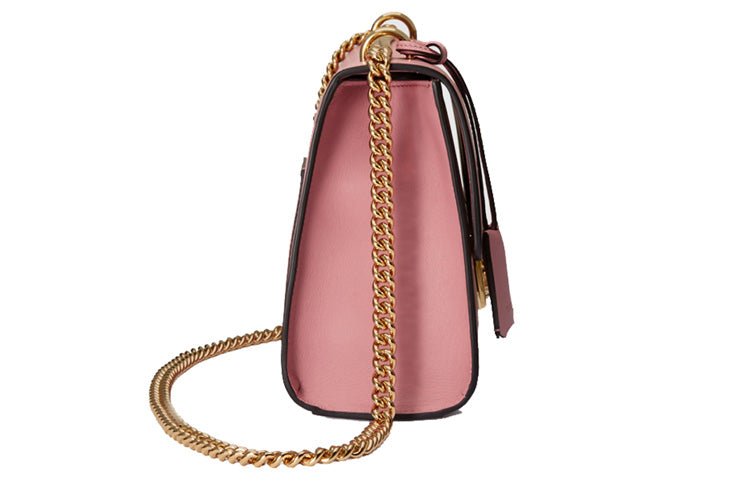 (WMNS) Gucci Padlock Metallic Leather Chain Shoulder Messenger Bag Pink Candy 409486-AP00G-5808