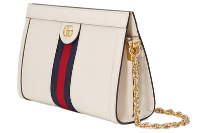 (WMNS) Gucci Ophidia Gold Logo Stripe Webbing Leather Chain Shoulder Messenger Bag Small White Classic 503877-DJ2DG-8454