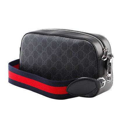 Gucci Logo Stripe Webbing Leather Shoulder Bag 'Black Red' 574886-K5RLN-1095