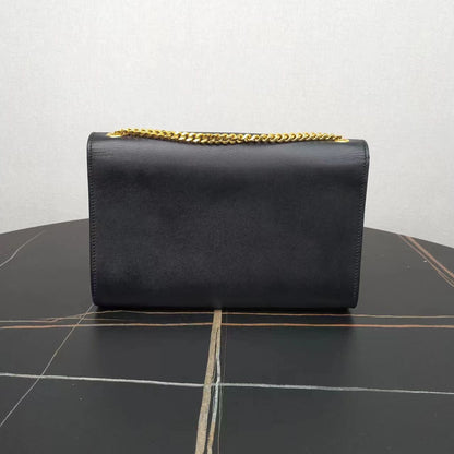 YSL Saint Laurent Tassel Flap Bag Leather Black