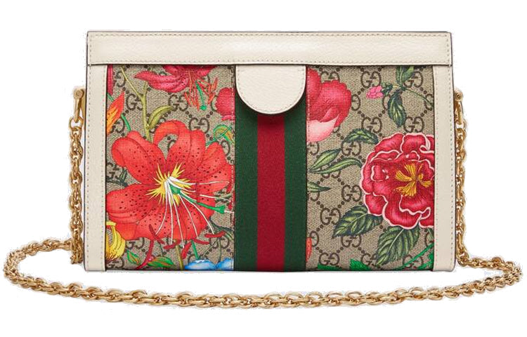 (WMNS) Gucci Ophidia Flowers Leather Chain Shoulder Bag 'Cream White Multi' 503877-HV8AC-9759