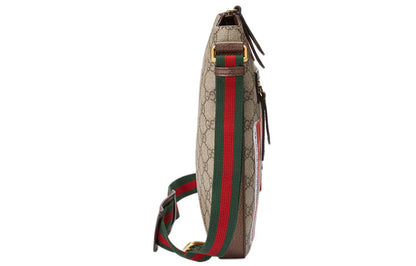 Gucci Tiger Head Embroidered Stripe Webbing Canvas Shoulder Messenger Bag / Multicolor Unisex 406408-K9RNT-8967