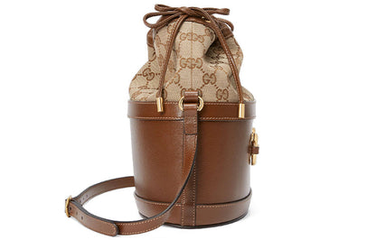 (WMNS) Gucci Button1955 Series Drawstring Bag Single Shoulder Bag Brown 602118-1DBUG-2363