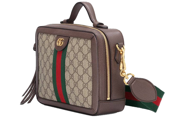 (WMNS) Gucci Ophidia Logo Stripe Webbing Tassel Canvas handbag Small / Brown Retro Classic 550622-K05NG-8745