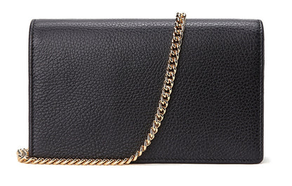 (WMNS) Gucci Marmont Leather Mini Chain Bag 'Black Gold' 497985-CAO0G-1000