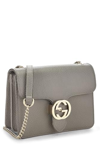 Gucci,  Grey Leather Interlocking Crossbody Small, Grey