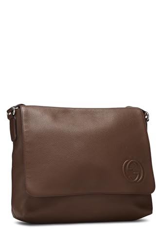 Gucci,  Brown Leather Soho Flap Messenger Bag, Brown