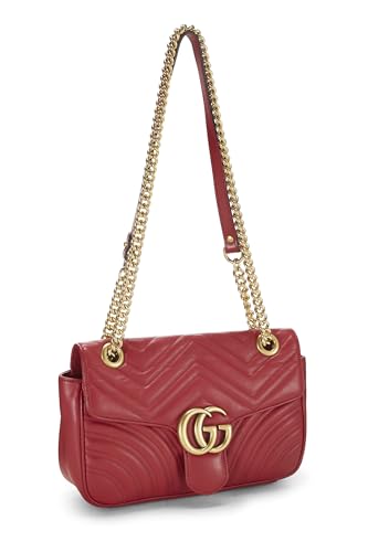 Gucci,  Red Leather GG Marmont Shoulder Bag Small, Red