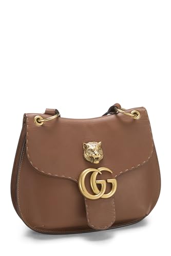 Gucci,  Brown Leather GG Animalier Marmont Shoulder Bag, Brown