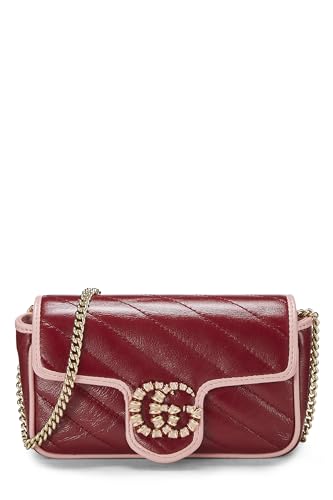 Gucci,  Red Leather Torchon GG Marmont Shoulder Bag Min, Multi