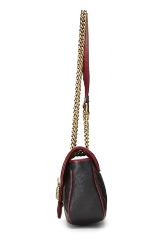 Gucci,  Black Leather Torchon GG Marmont Shoulder Bag Small, Black