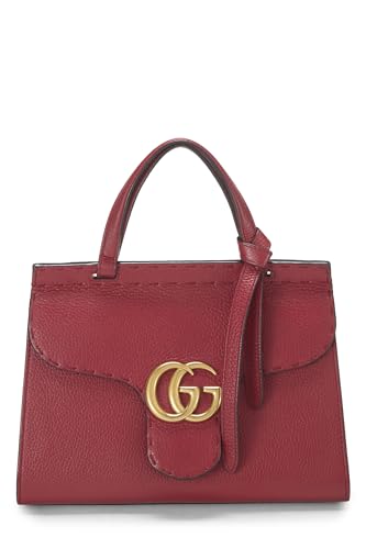 Gucci,  Red Leather GG Marmont Top Handle Flap Bag Mini, Red