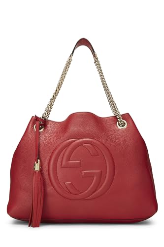 Gucci,  Red Leather Soho Chain Tote, Red