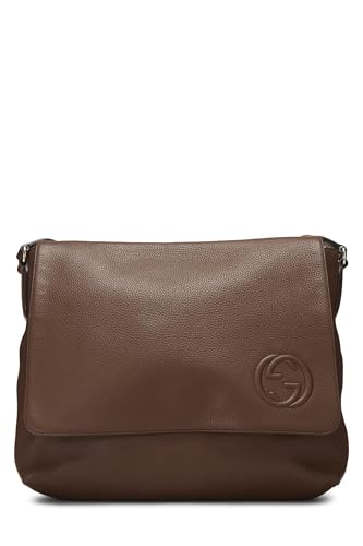 Gucci,  Brown Leather Soho Flap Messenger Bag, Brown