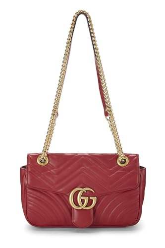 Gucci,  Red Leather GG Marmont Shoulder Bag Small, Red