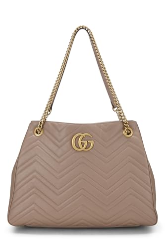 Gucci,  Pink Leather GG Marmont Chain Tote, Pink