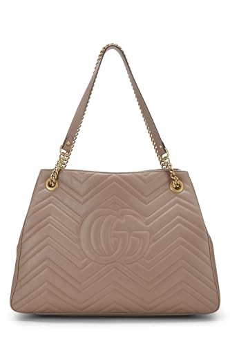 Gucci,  Pink Leather GG Marmont Chain Tote, Pink