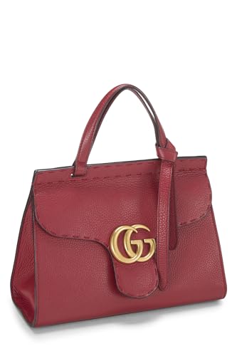 Gucci,  Red Leather GG Marmont Top Handle Flap Bag Mini, Red