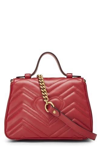 Gucci,  Red Leather GG Marmont Top Handle Bag Mini, Red