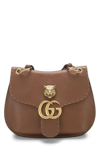 Gucci,  Brown Leather GG Animalier Marmont Shoulder Bag, Brown