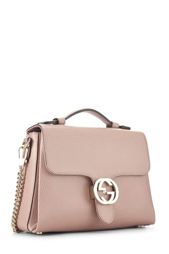 Gucci,  Pink Leather Interlocking Handle Bag, Pink