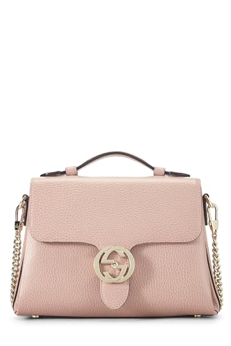 Gucci,  Pink Leather Interlocking Handle Bag, Pink