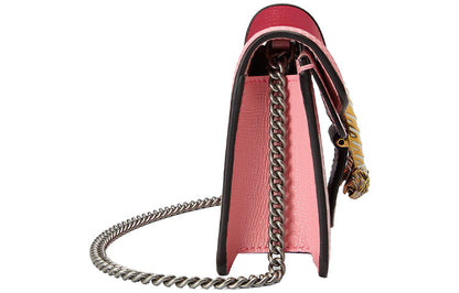 Gucci Leather Dionysus Tiger Head Buckle Chain Single-Shoulder Bag Super Mini Red/Pink 476432-18YQX-6664