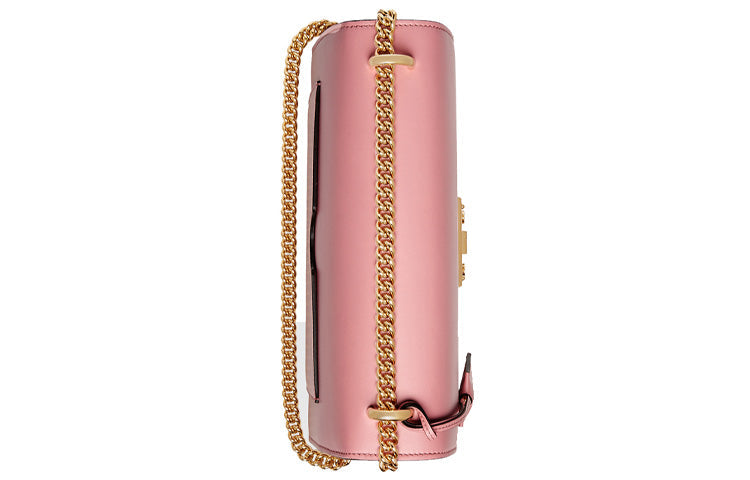 (WMNS) Gucci Padlock Metallic Leather Chain Shoulder Messenger Bag Pink Candy 409486-AP00G-5808