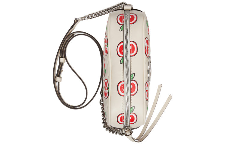 (WMNS) Gucci GG Marmont Leather Chain Shoulder Bag 'Cream White Red' 447632-1W9AN-9086