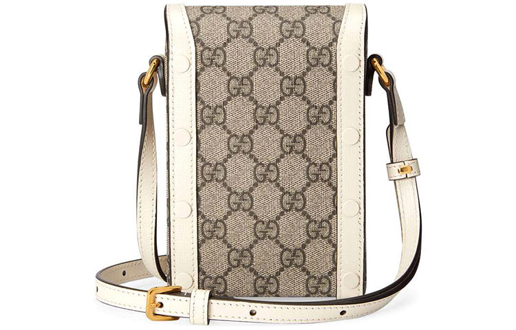 Gucci Horsebit 1955 Logo Canvas Phone Shoulder  Bag 'Mini Ebony White' 625615-92TCG-9761