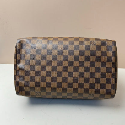 Louis Vuitton Damier Ebene Speedy 30 Brown Canvas Satchel Handbag