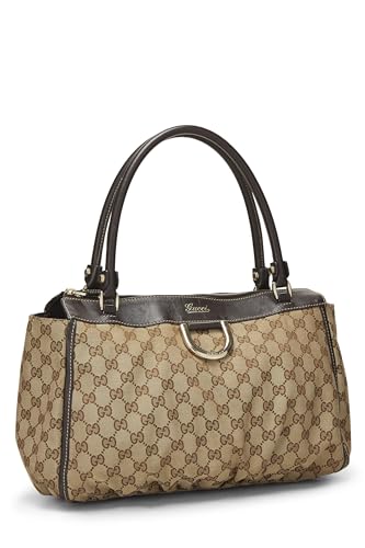 Gucci,  Brown Original GG Canvas D-Ring Abbey Zip Tote, Brown