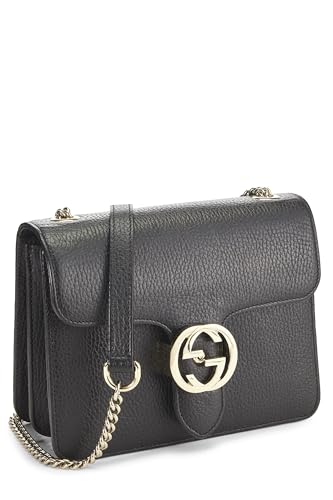 Gucci,  Black Leather Interlocking Crossbody Small, Black