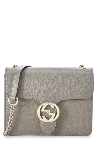 Gucci,  Grey Leather Interlocking Crossbody Small, Grey