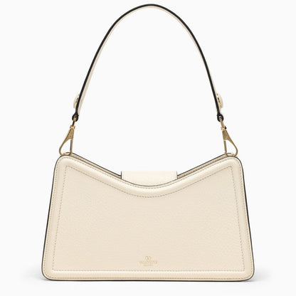 Valentino Garavani Vlogo Ivory Shoulder Bag In Garnet Calfskin Women