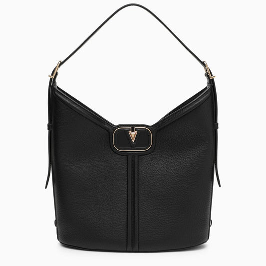 Valentino Garavani Black Vlogo Shoulder Bag In Leather Women