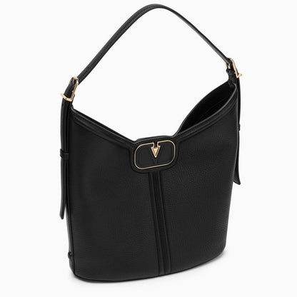 Valentino Garavani Black Vlogo Shoulder Bag In Leather Women