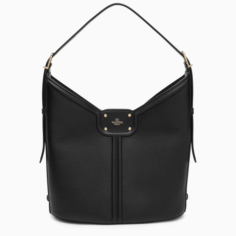 Valentino Garavani Black Vlogo Shoulder Bag In Leather Women