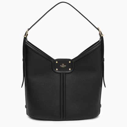 Valentino Garavani Black Vlogo Shoulder Bag In Leather Women