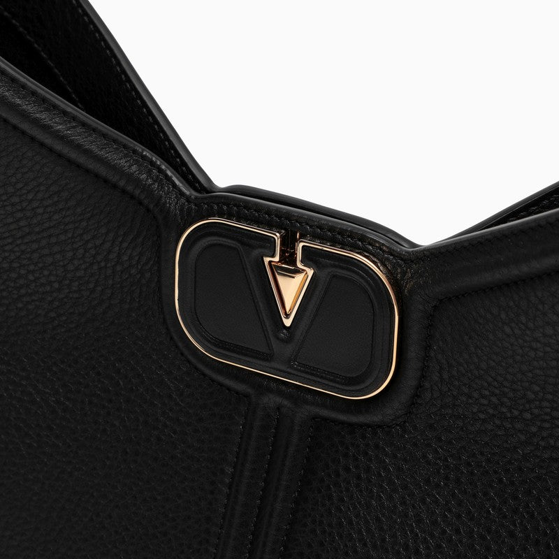 Valentino Garavani Black Vlogo Shoulder Bag In Leather Women