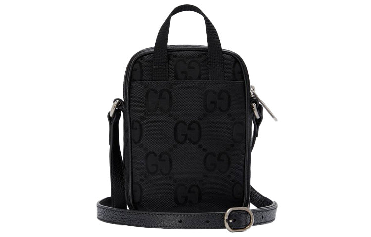 Gucci Off The Grid OTG Environmental Friendly Series Logo Leather Logo Nylon handbag Mini Unisex / Black 643882-H9HLN-1000